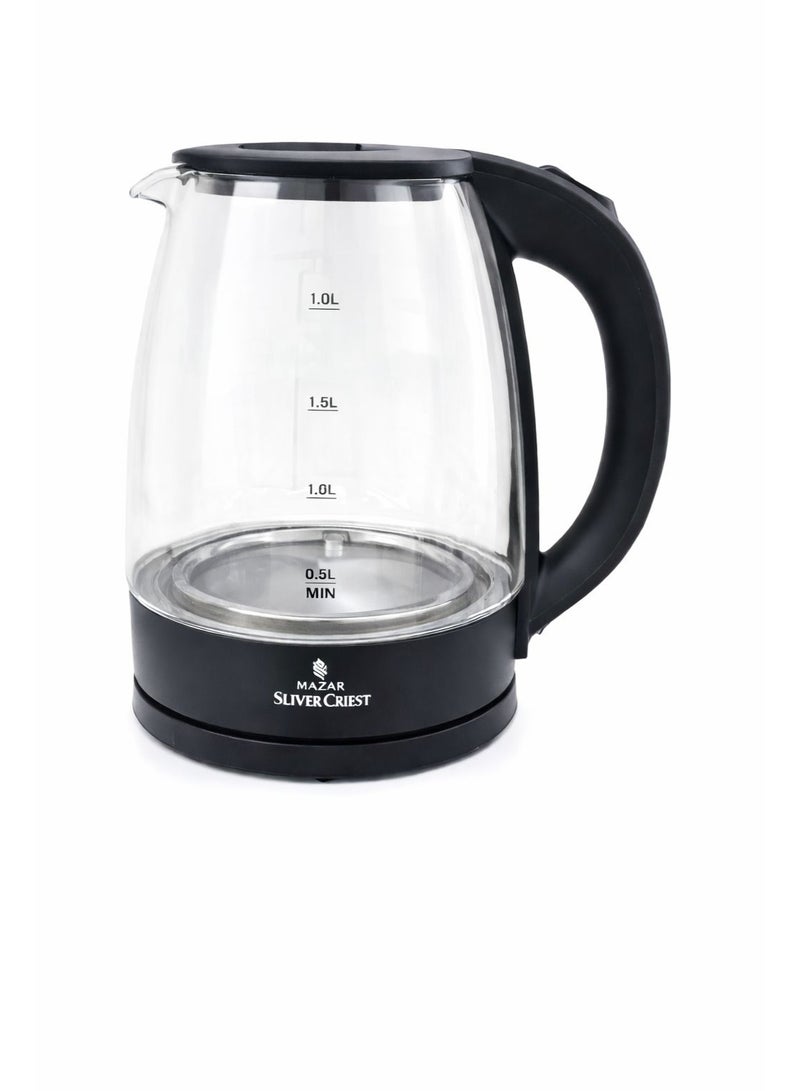 SILVER CREST Electric Glass Kettle Black Color Large Capacity Water Kettle with Water Level Indicator for Daily Use - Image 1